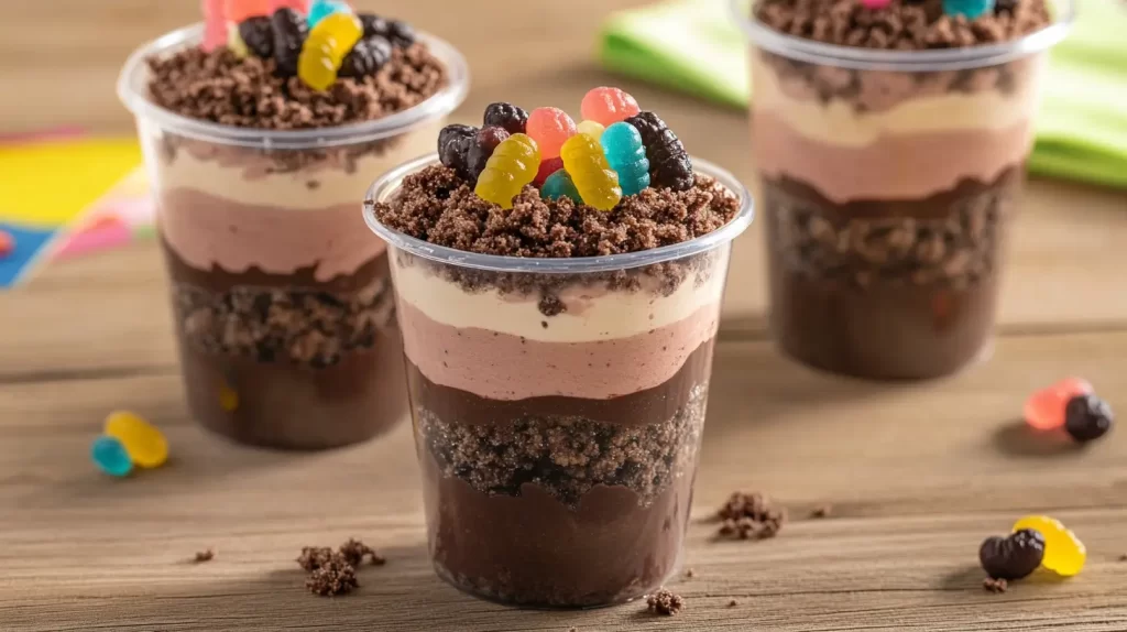 dirt dessert cups with gummy worms