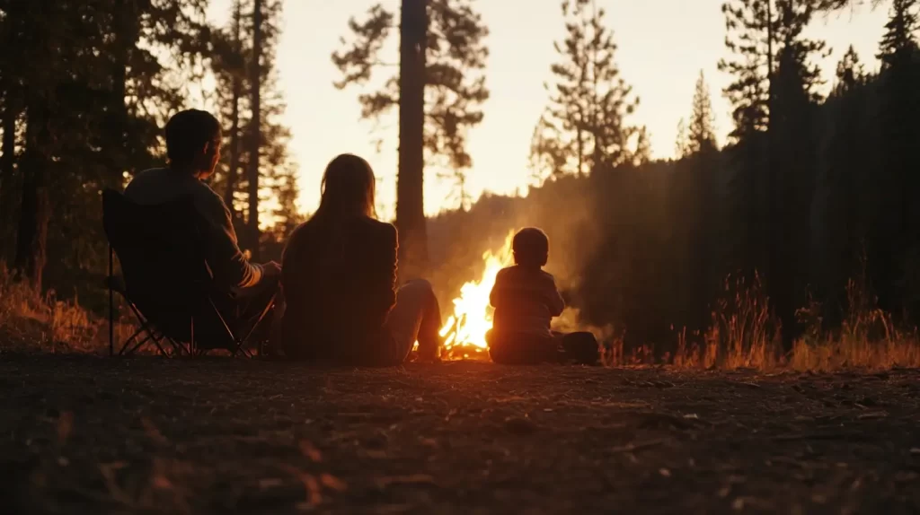 night fire family camping