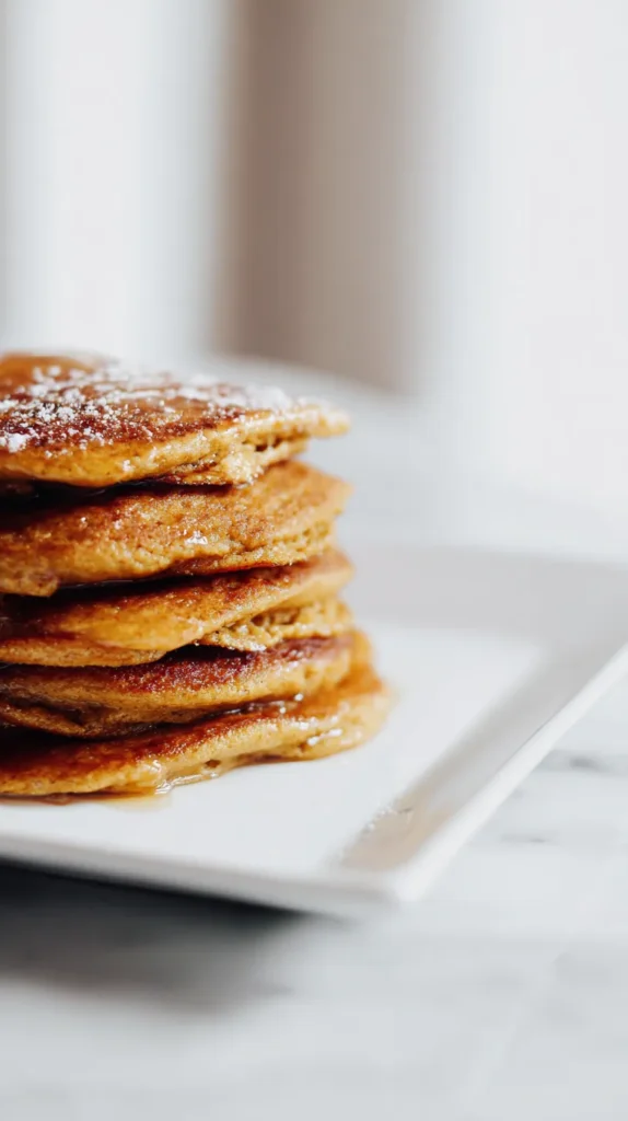 pumpkin pancakes on a white plate