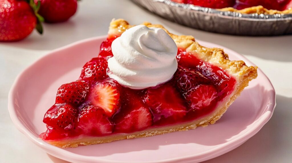 slice of strawberry pie with whipped cream, recipe