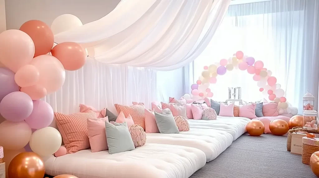 sleepover ideas room with air matresses and decorations 