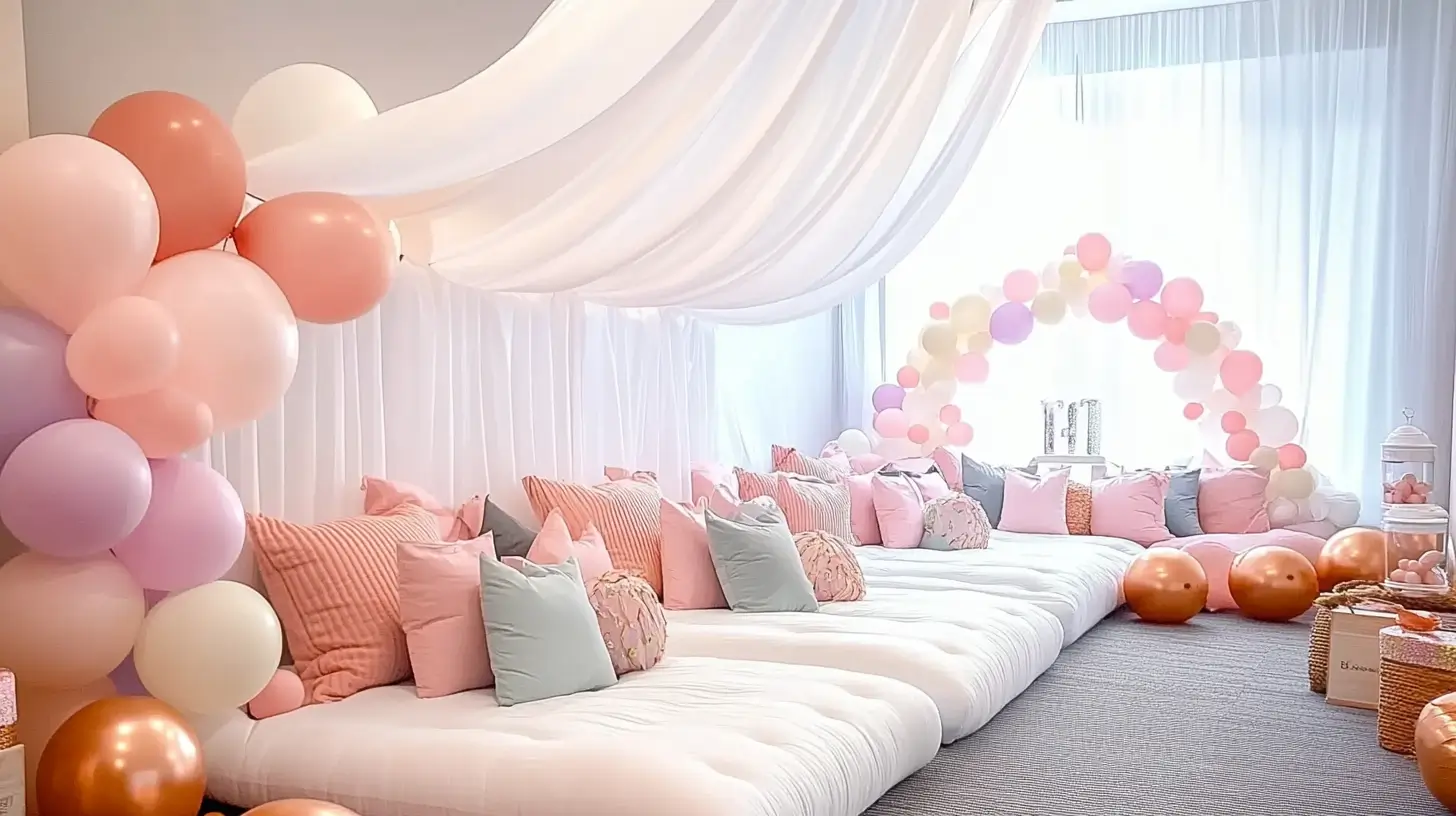 sleepover ideas room with air matresses and decorations