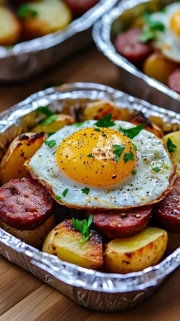 sausage, egg, potato