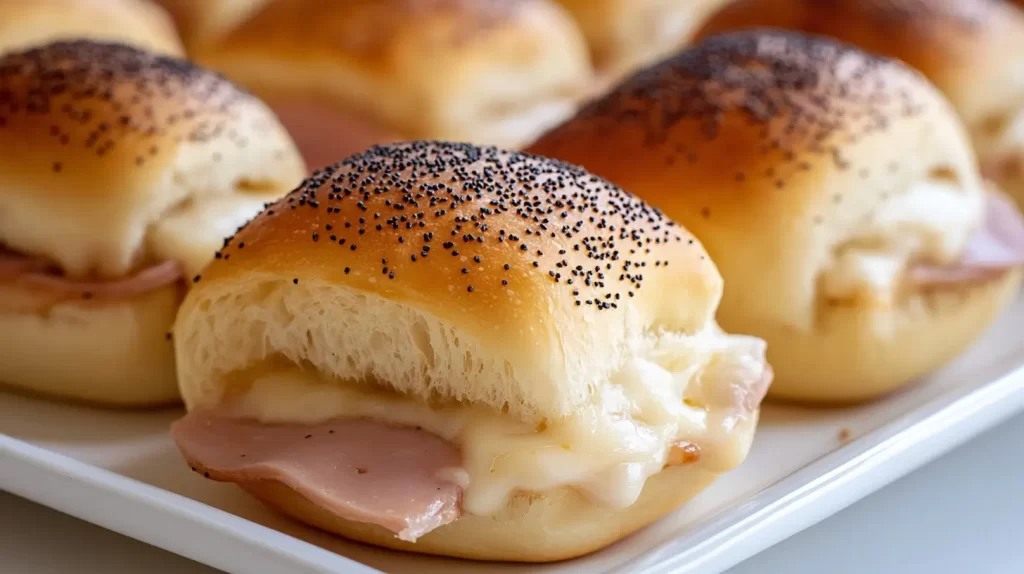 ham and cheese sliders, party snacks finger foods