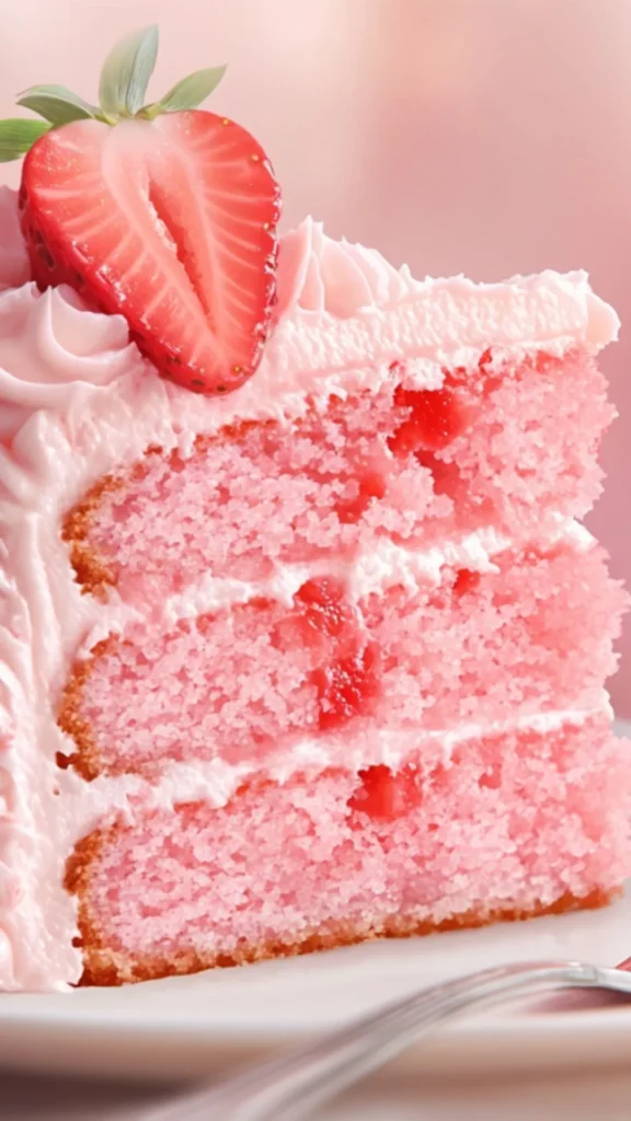 slice of strawberry cake