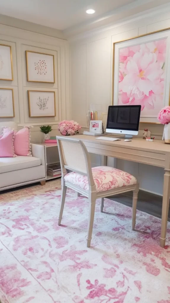 pink home office