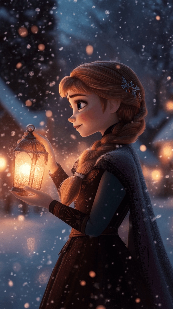 Anna from Frozen holding a lantern