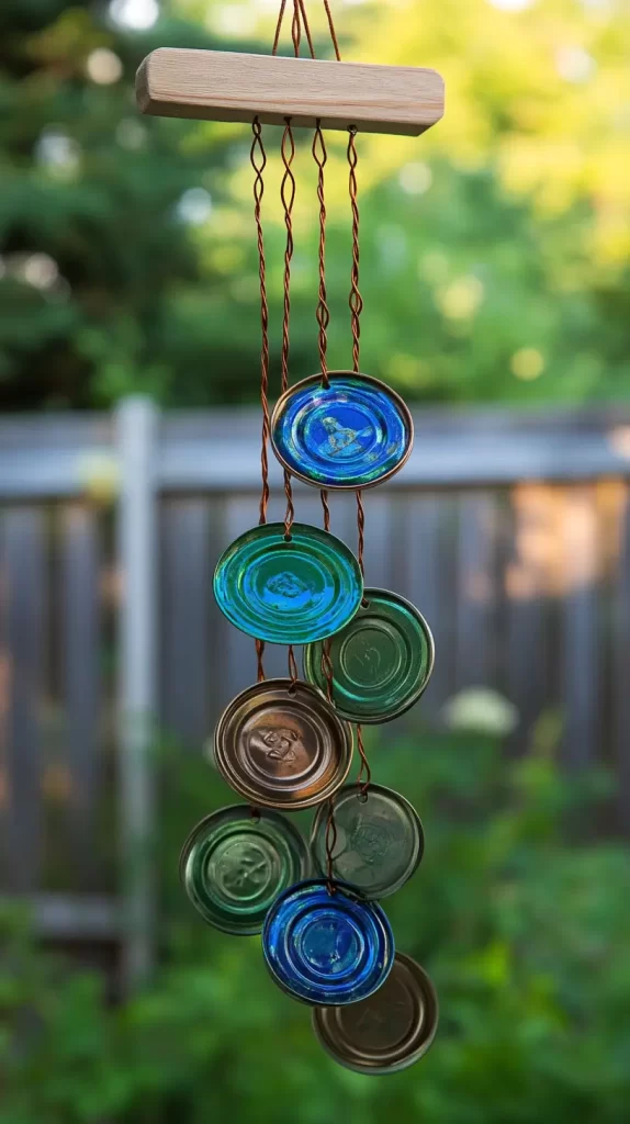 painted lids diy wind chime