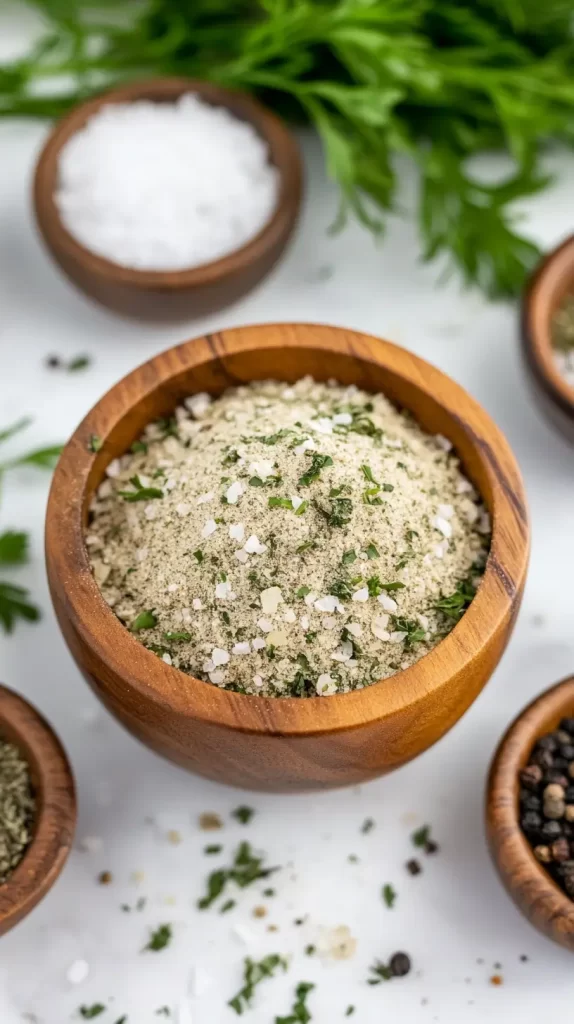 dry ingredients in a brown wooden bowl