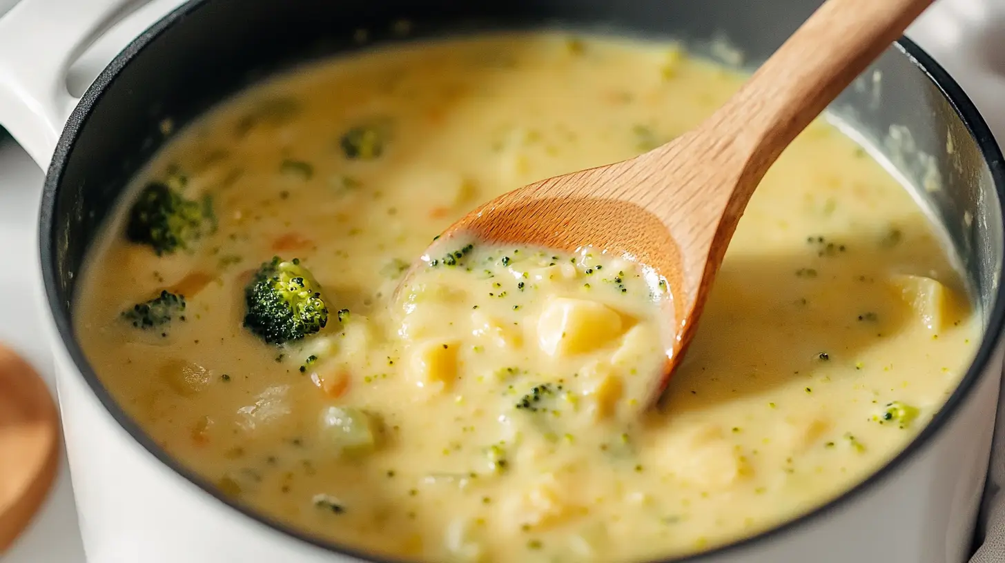 broccoli potato cheese soup pot