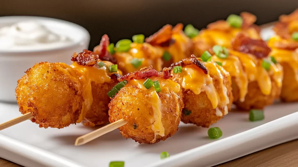 loaded tater tot skewer