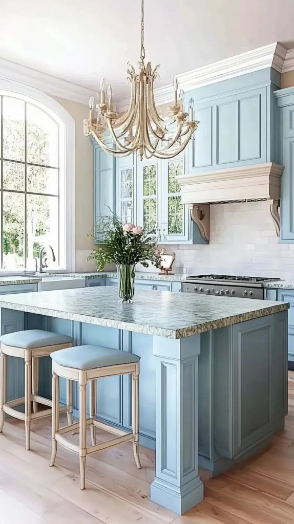 french home decor blue kitchen