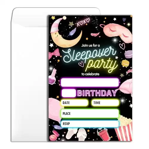 Sleepover Birthday Party Invitation - 20 Invite Cards