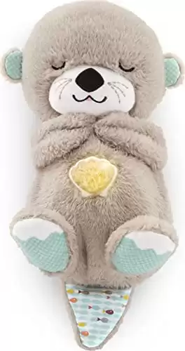 Fisher-Price Baby Toy Soothe 'n Snuggle Otter Portable Plush Sound Machine with Music Lights & Breathing Motion for Newborns 0+ Months