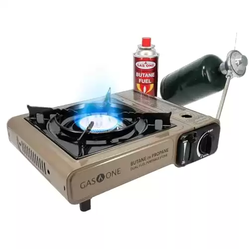 Gas One GS-3400P Propane or Butane Stove Dual Fuel Stove Portable Camping Stove Patented with Carrying Case Great for Emergency Preparedness Kit