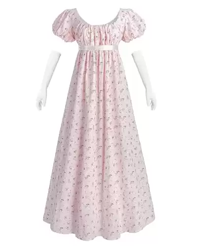 Regency Dresses for Women Long Floral Regency Era Dress Empire Waist Tea Party Dress