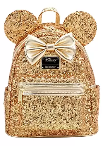 Loungefly X LASR Exclusive Disney Yellow Gold Sequin Minnie Mini Backpack