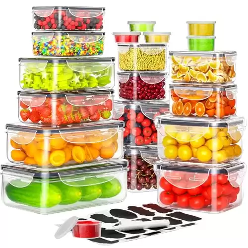 40 PCS Food Storage Containers with Lids Airtight (20 Containers & 20 Lids)