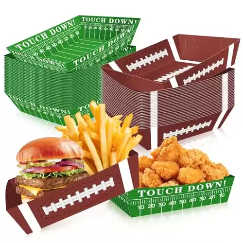 50Pcs Football Party Supplies, Football Paper Trays, Disposable