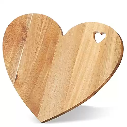 Patelai Heart Shaped Cutting Board Acacia Wood Bread Board Cheese Serving Platter Serving Charcuterie Board for Meat Cheese and Vegetables Valentine s Day Xmas Gifts(Heart Hole Style)