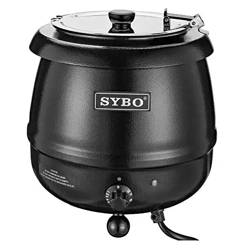 Commercial Grade Soup Kettle with Hinged Lid and Detachable Stainless Steel Insert Pot for Restaurant and Big Family, 10.5 Quarts, Black