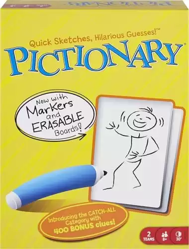 Mattel Games Pictionary Board Game, Drawing Game for Kids, Adults, Families & Game Night, Unique Catch-All Category for 2 Teams (Amazon Exclusive)