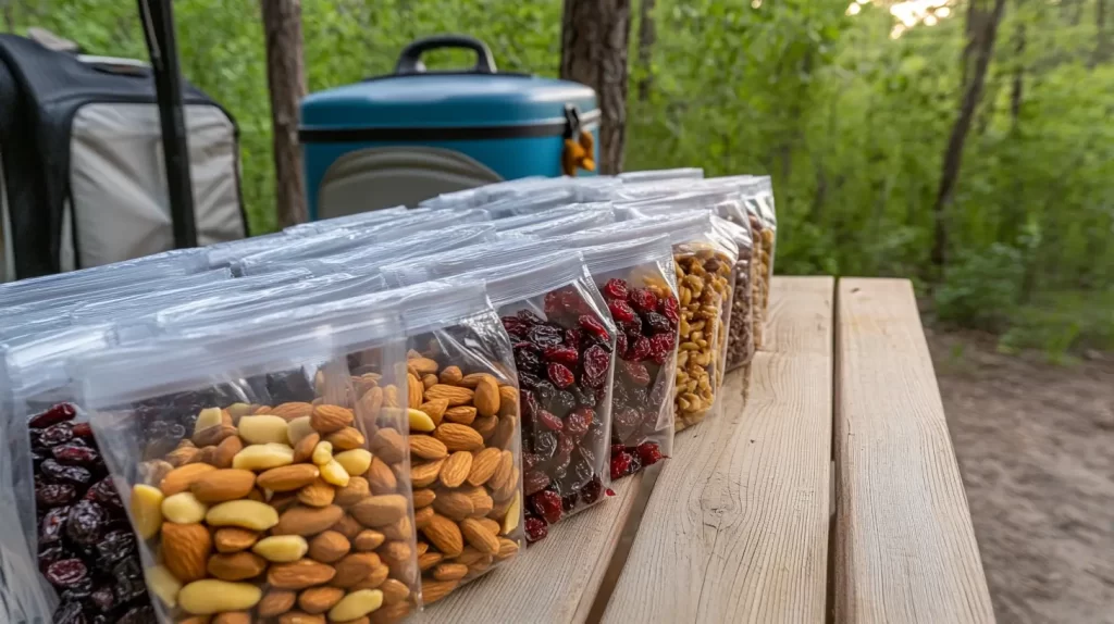 nuts and berries in bags