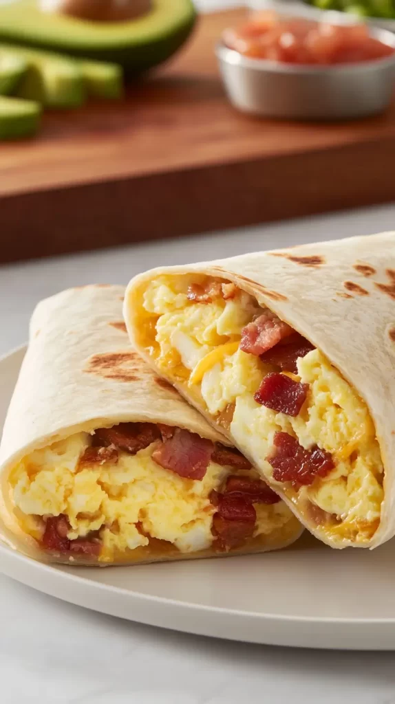 bacon egg and cheese burritos