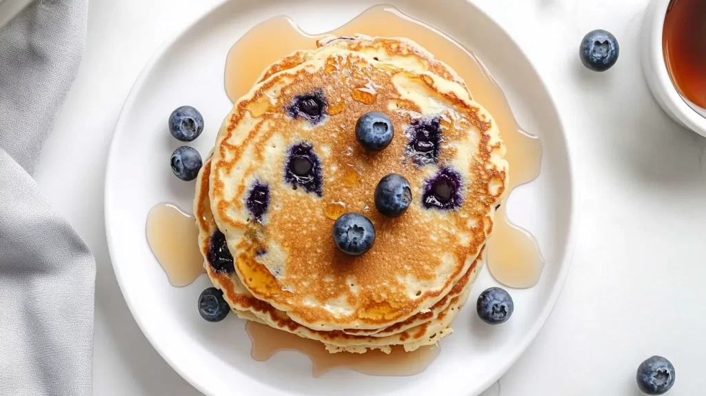 blueberry pancakes overhead