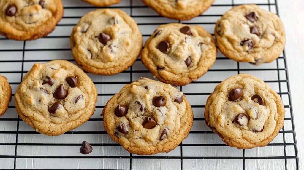 cookies cooling on a wire rack