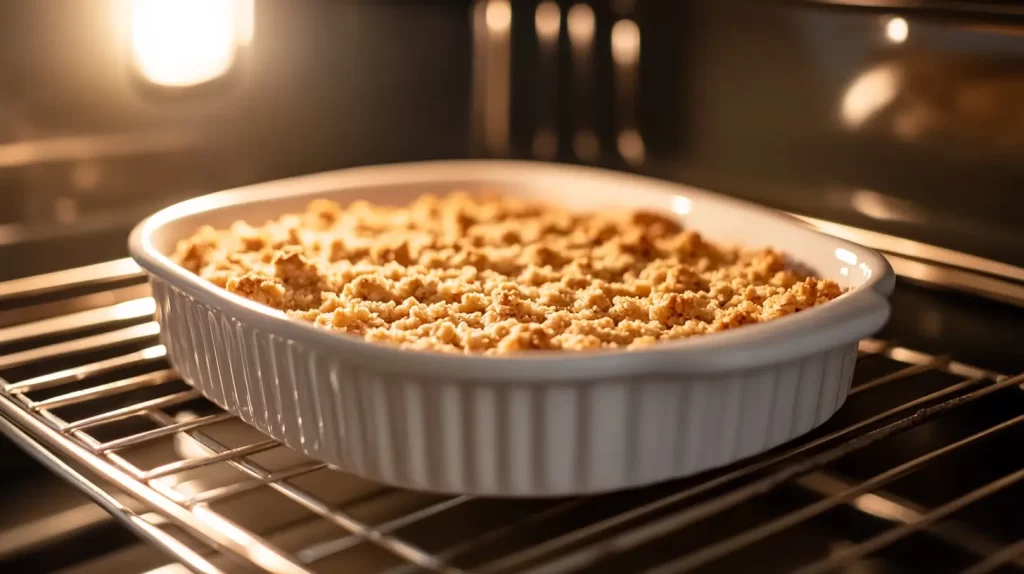 baking dish in the oven