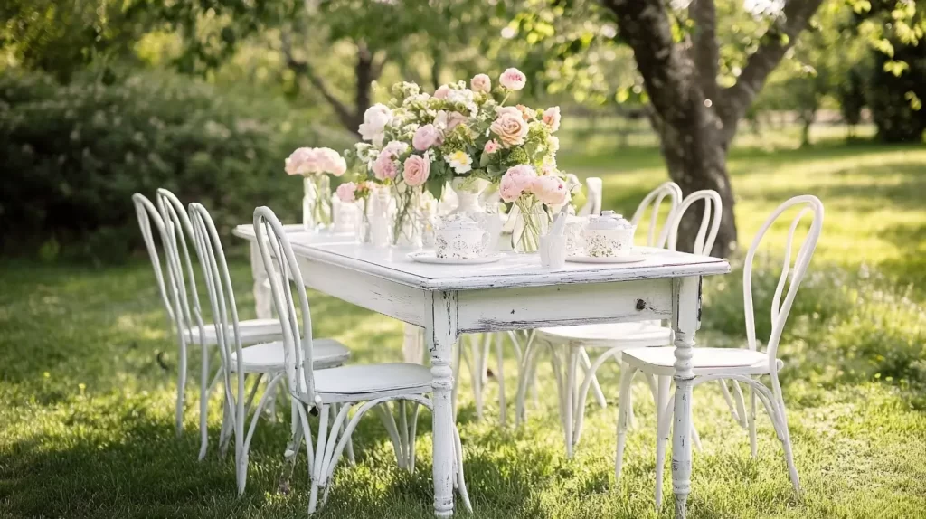 white table and chairs outdoors