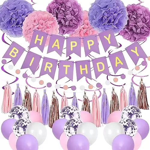 Purple Pink Birthday Party Decorations (Purple)