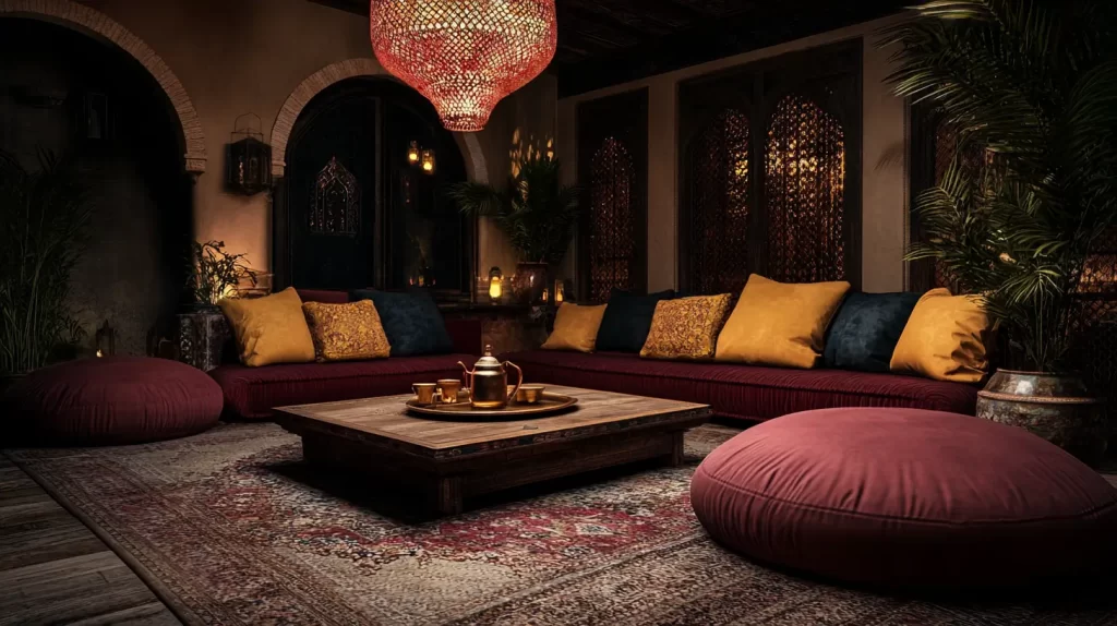 Morrocan home decor, dark space