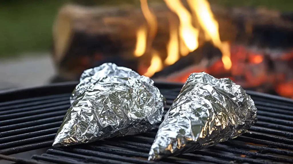 cones wrapped in foil, camping meals easy make ahead