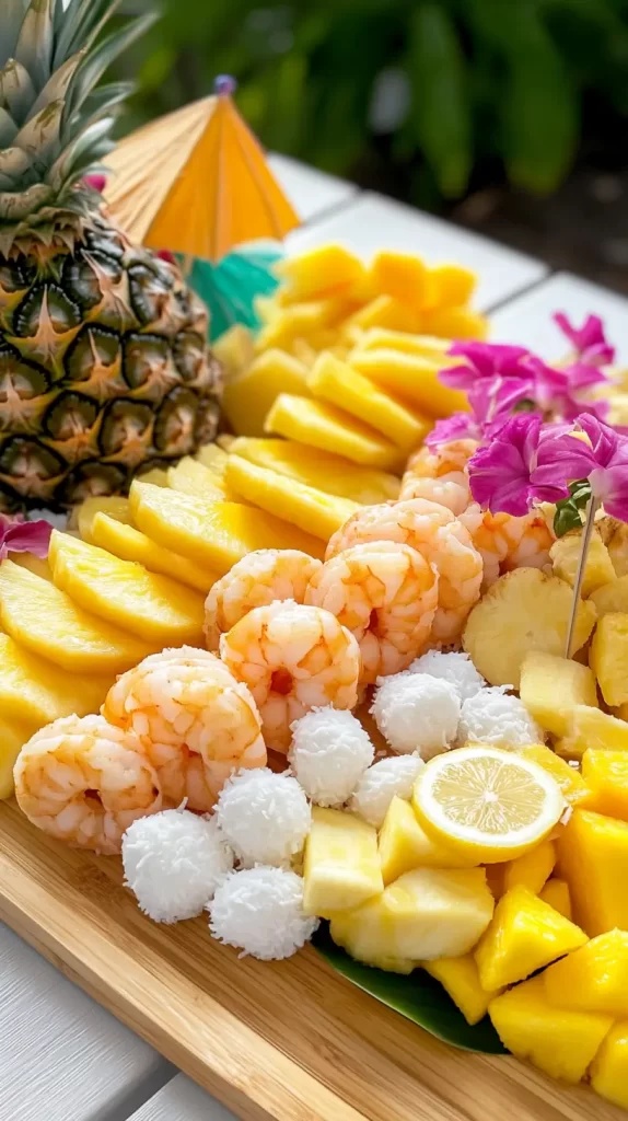 tropical fruit and food platter