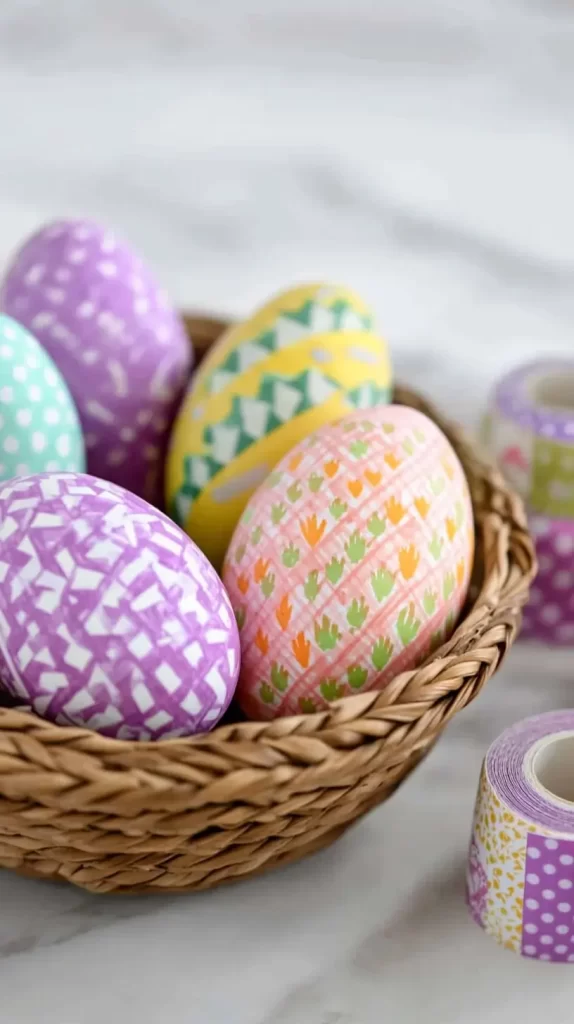 washi tape around eggs