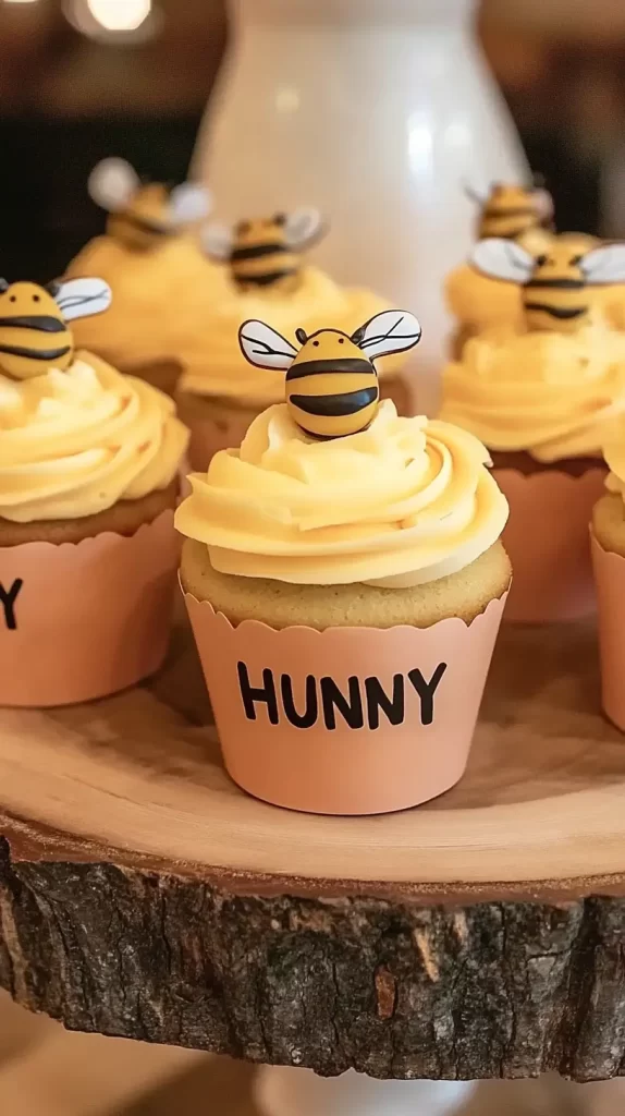 hunny cupcakes, winnie the pooh baby shower ideas