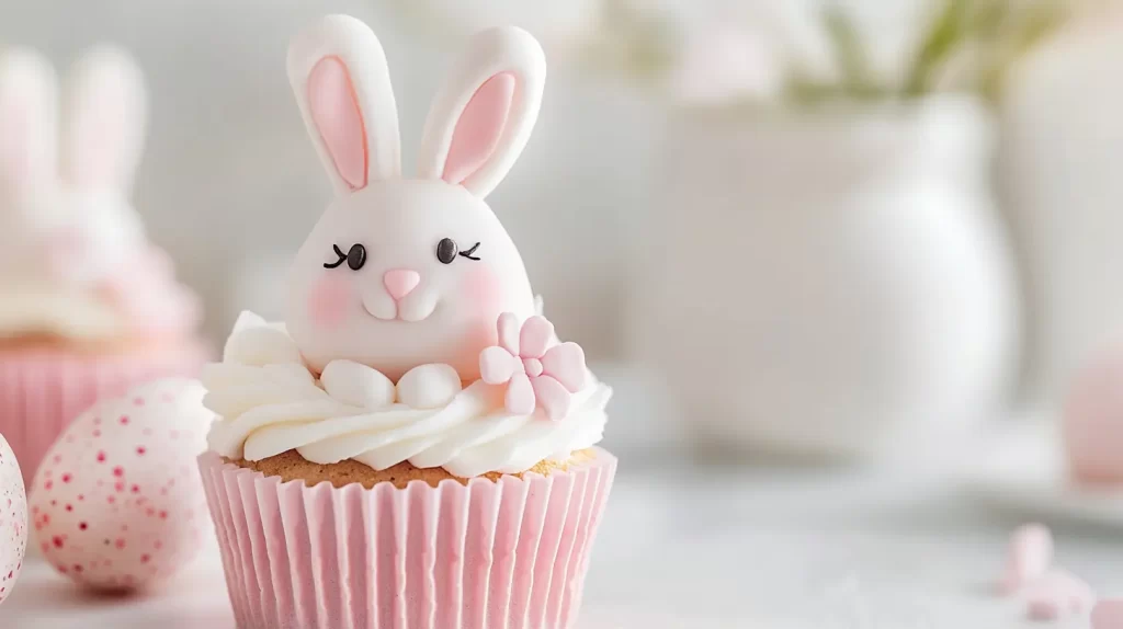 Easter bunny topper on a cupcake