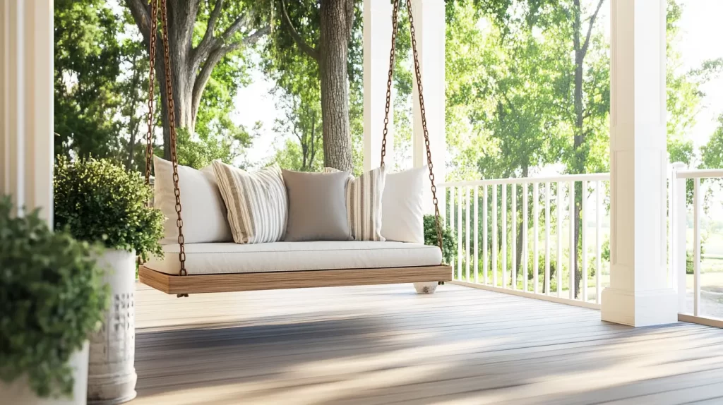 porch swing hanging from the ceiling