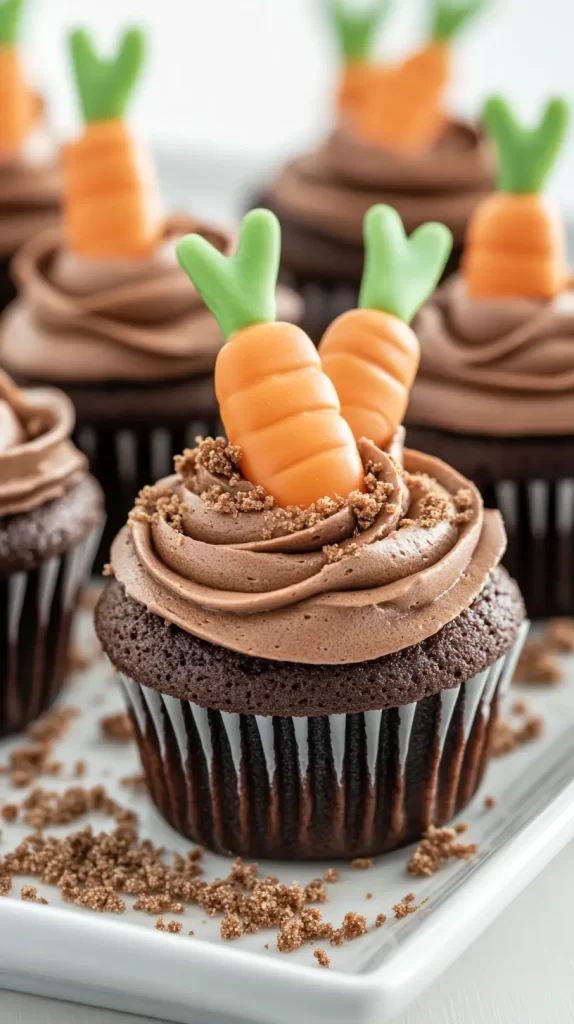 candy carrots in chocolate icing