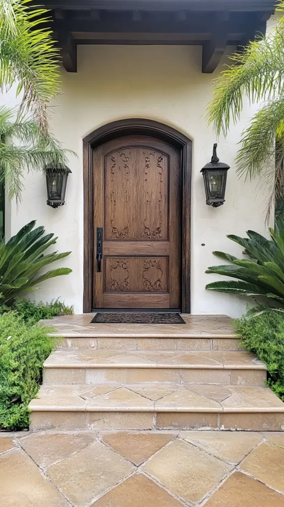 wooden front door, curb appeal