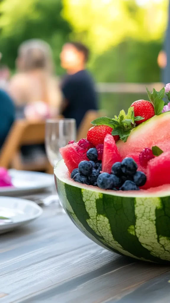 fruit bowl in a hollowed out watermelon