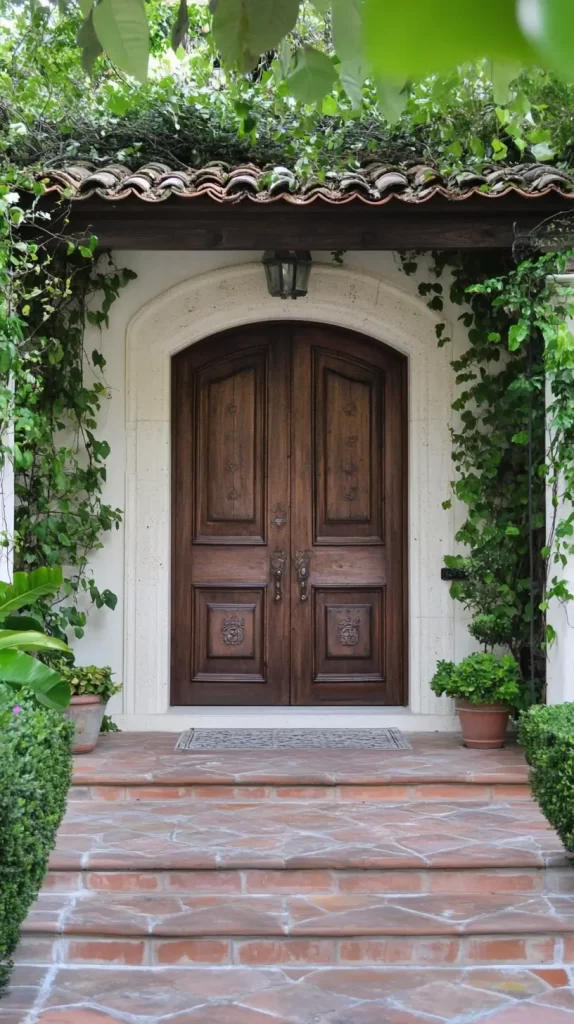 wooden front door, front porch ideas