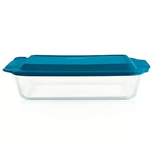 Pyrex Deep 9x13-Inch Glass Baking Dish with Lid, Deep Casserole Dish, Glass Food Container, Oven, Freezer and Microwave Safe, Clear Container