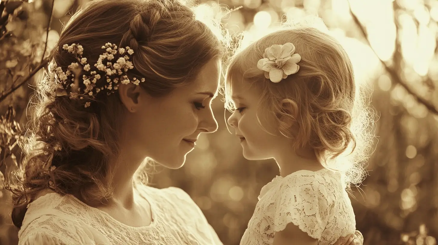 mother and daughter sepia photo