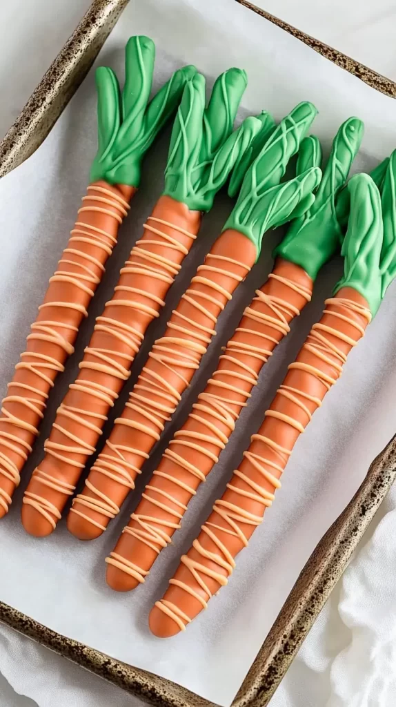 chocolate covered pretzels that look like carrots