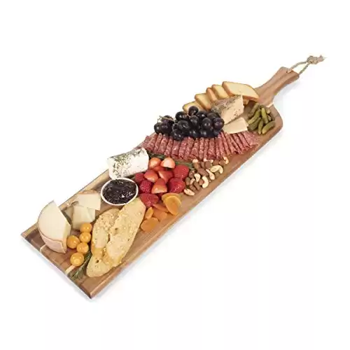 TOSCANA - a Picnic Time brand - Artisan 30" Charcuterie Board/Serving Platter with Raw Edge used for Cheese-Acacia Wood