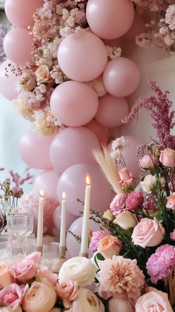 candles, balloons, flowers