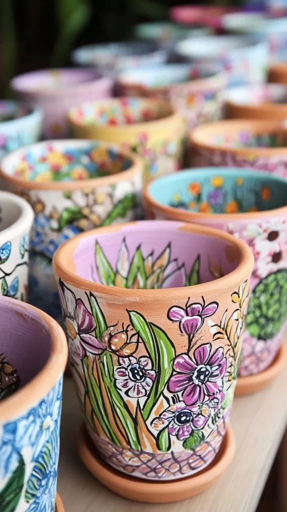 spring painted terra cotta pots